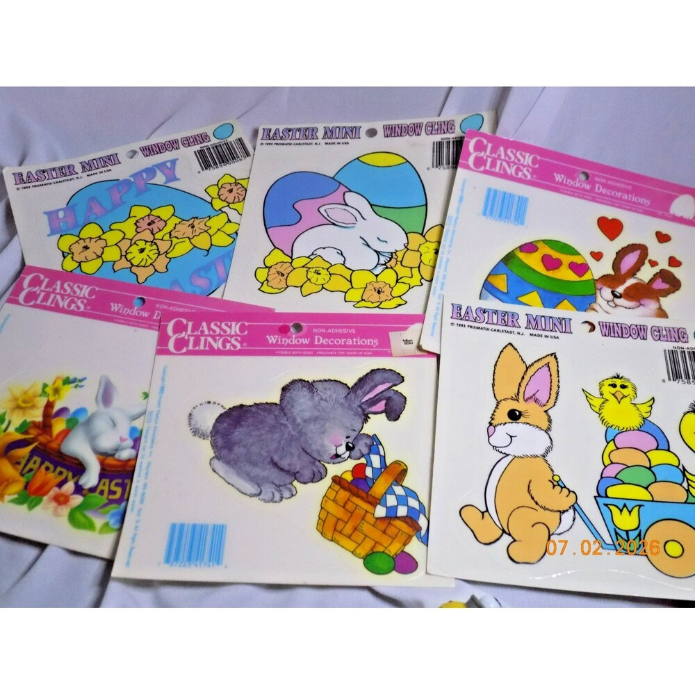 Vintage 1990s Easter Window Clings Classic Decorations Set of 6